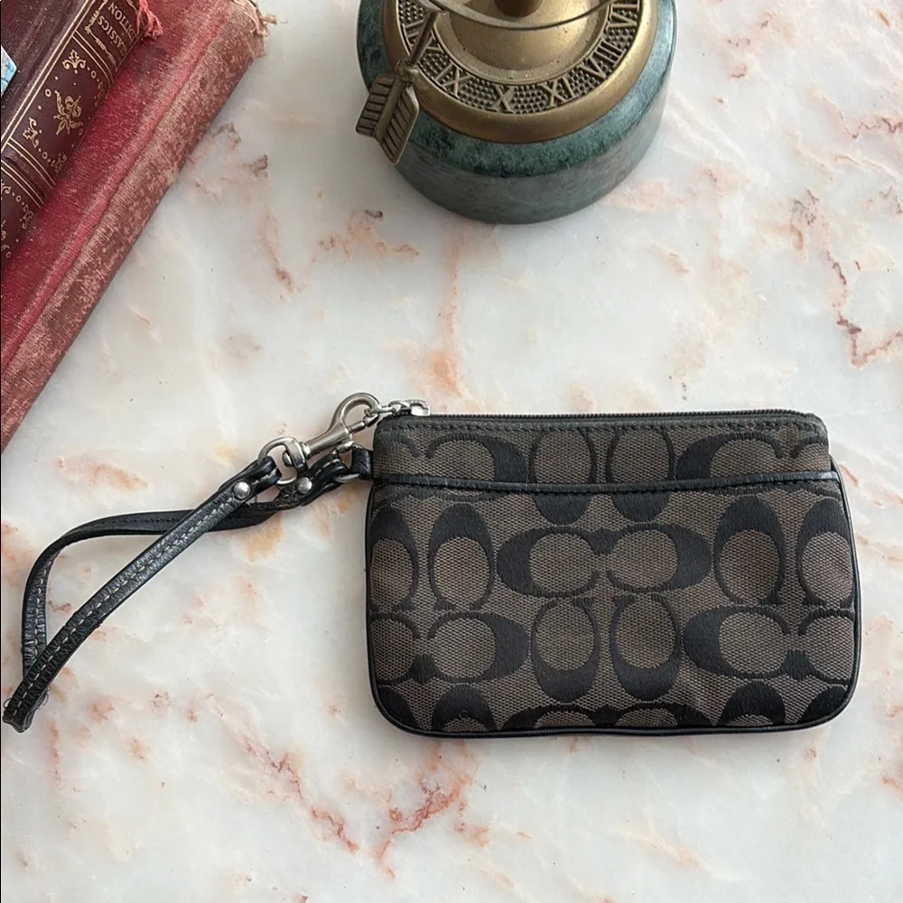 Black Monogram Canvas Coach Wristlet